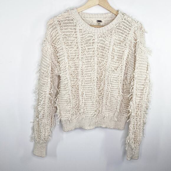 BKE Gimmicks Cream Textured Knit Crewneck Sweater Women's Size X-Small XS - Picture 7 of 7